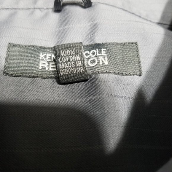 Kenneth Cole Reaction Men’s Size 16 34/35 Gray Long Sleeve Button Up Dress Shirt - Picture 12 of 12